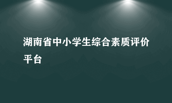 湖南省中小学生综合素质评价平台
