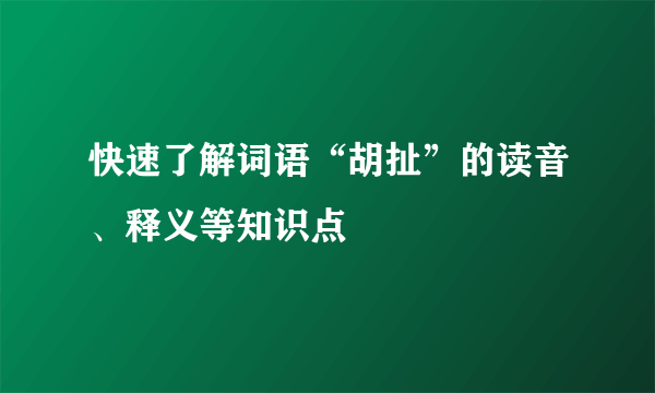 快速了解词语“胡扯”的读音、释义等知识点