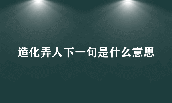 造化弄人下一句是什么意思