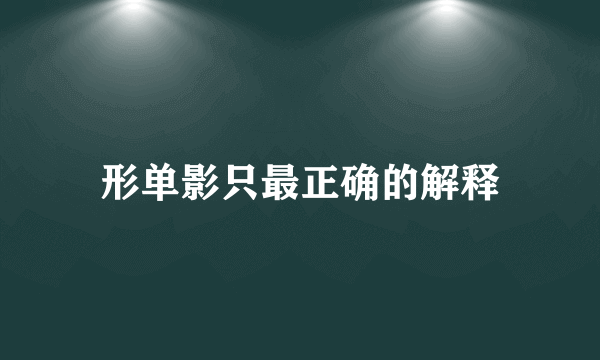 形单影只最正确的解释