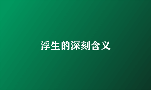 浮生的深刻含义