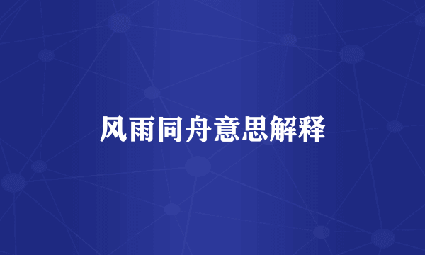 风雨同舟意思解释