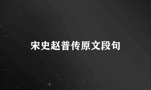 宋史赵普传原文段句