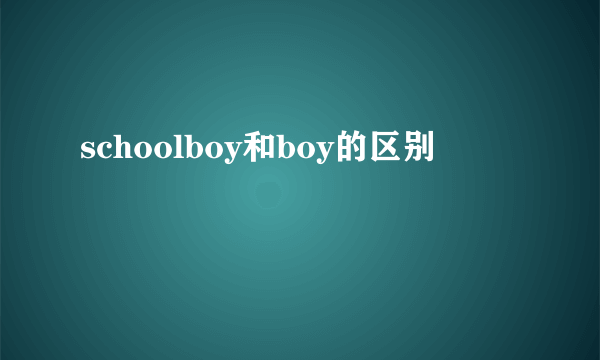 schoolboy和boy的区别