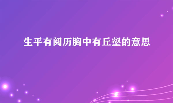 生平有阅历胸中有丘壑的意思