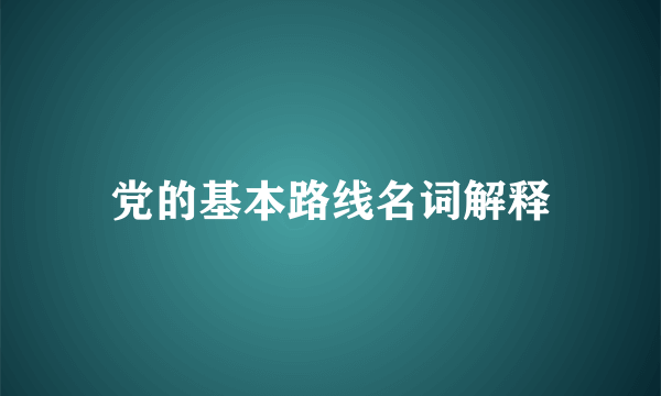 党的基本路线名词解释
