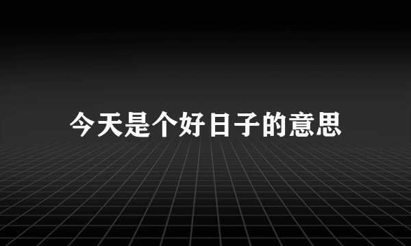 今天是个好日子的意思