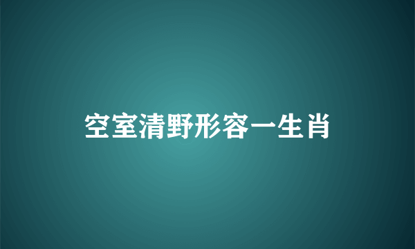 空室清野形容一生肖