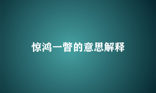 惊鸿一瞥的意思解释