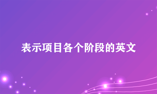 表示项目各个阶段的英文