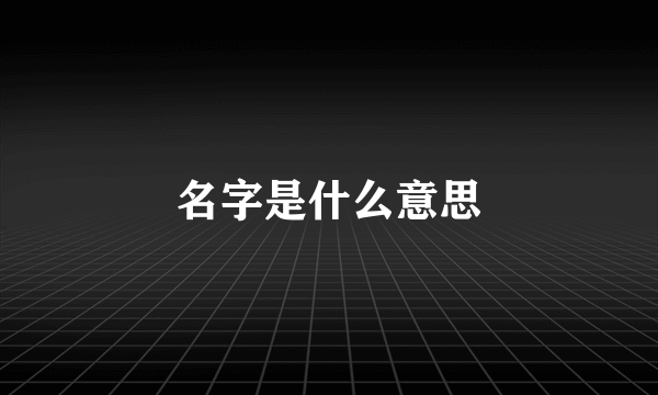 名字是什么意思