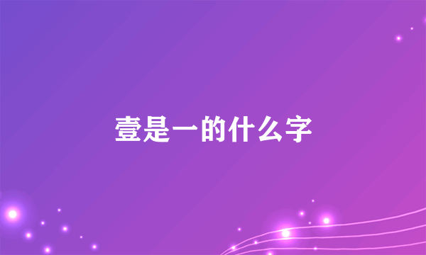 壹是一的什么字