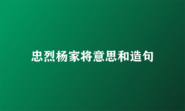 忠烈杨家将意思和造句