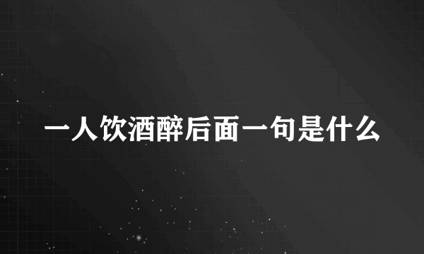 一人饮酒醉后面一句是什么