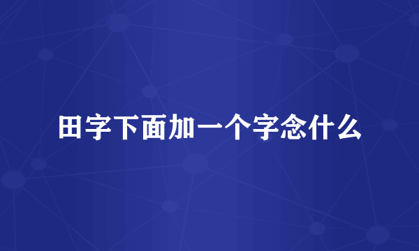 田字下面加一个字念什么
