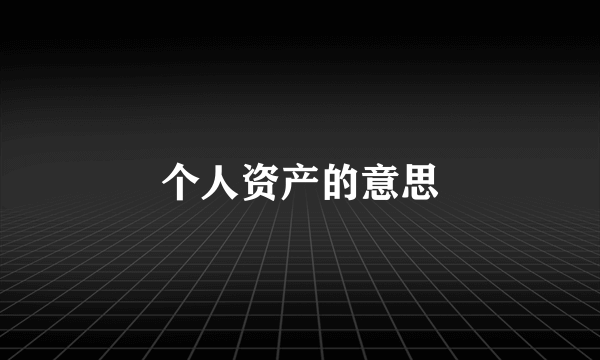 个人资产的意思