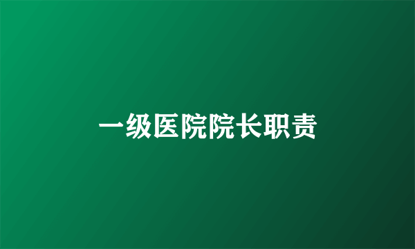 一级医院院长职责