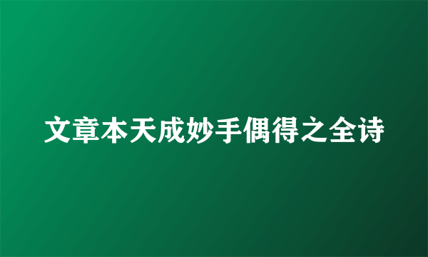 文章本天成妙手偶得之全诗