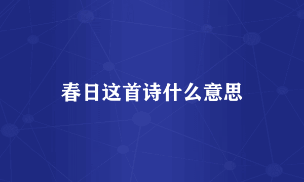 春日这首诗什么意思