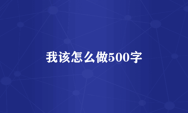 我该怎么做500字