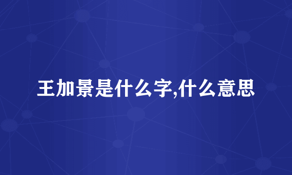 王加景是什么字,什么意思