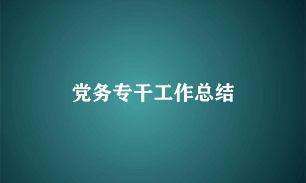 党务专干工作总结