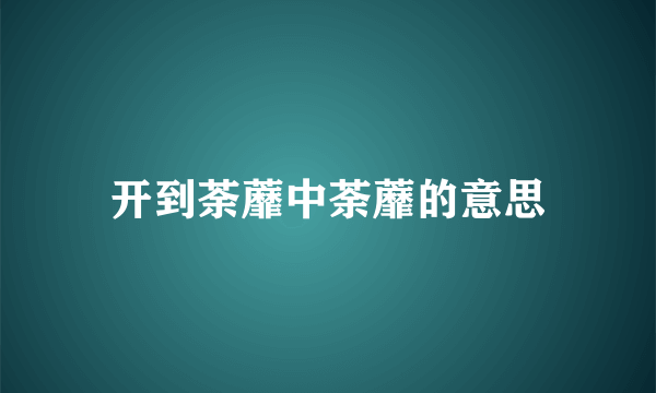 开到荼蘼中荼蘼的意思