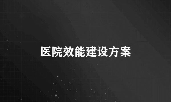 医院效能建设方案