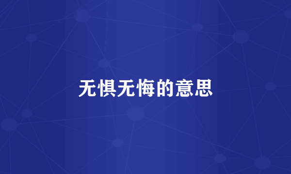 无惧无悔的意思