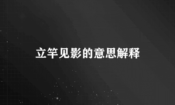立竿见影的意思解释