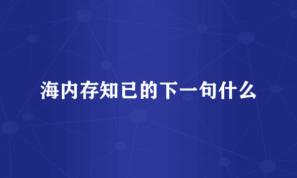 海内存知已的下一句什么