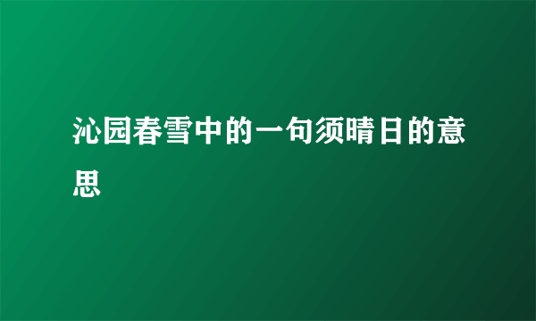 沁园春雪中的一句须晴日的意思