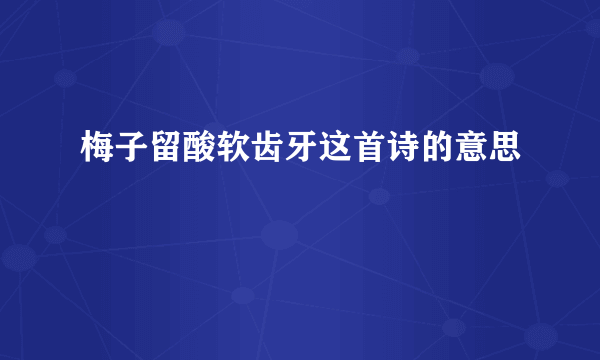 梅子留酸软齿牙这首诗的意思