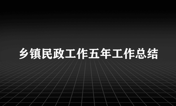 乡镇民政工作五年工作总结