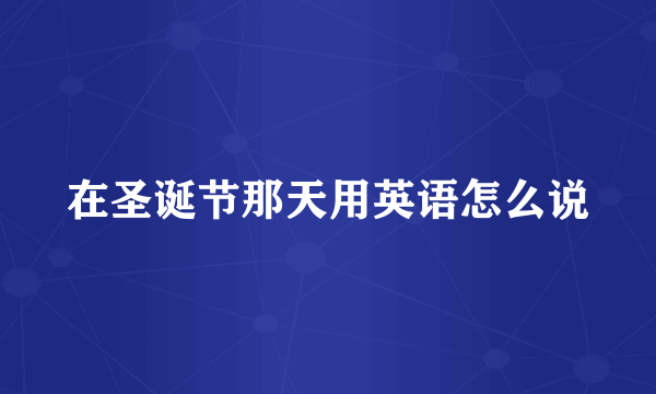 在圣诞节那天用英语怎么说