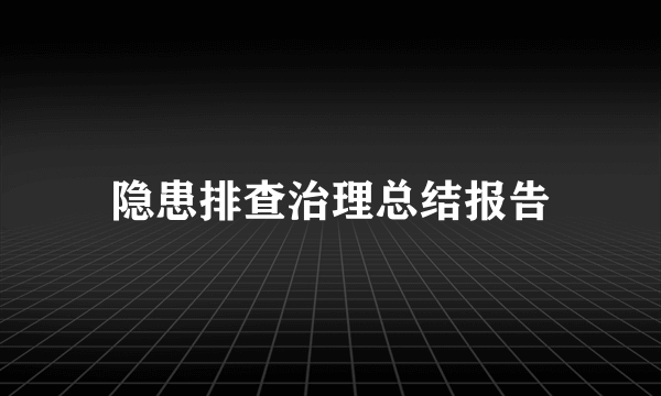 隐患排查治理总结报告