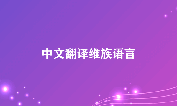 中文翻译维族语言
