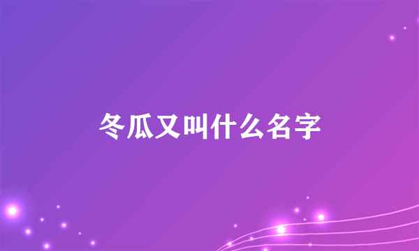 冬瓜又叫什么名字