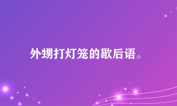 外甥打灯笼的歇后语。