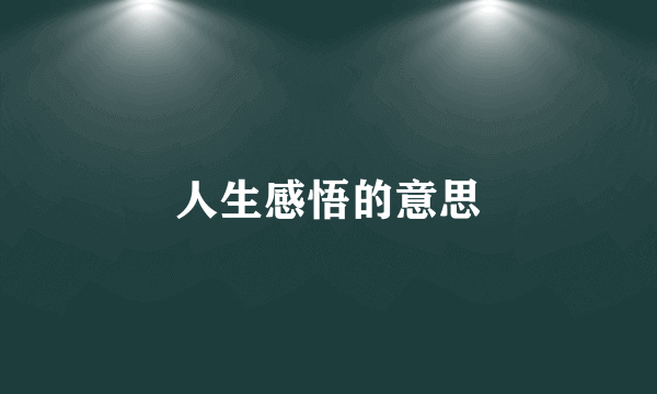 人生感悟的意思