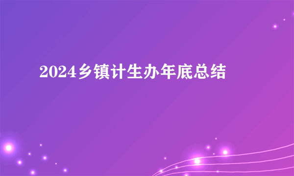 2024乡镇计生办年底总结