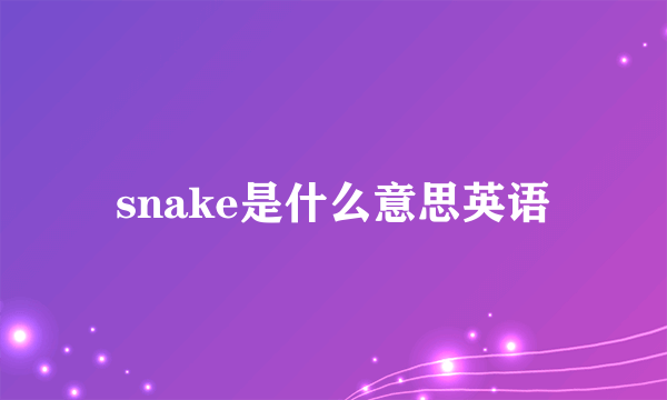 snake是什么意思英语