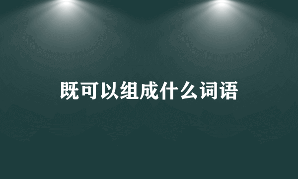 既可以组成什么词语