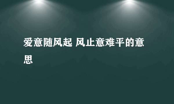 爱意随风起 风止意难平的意思