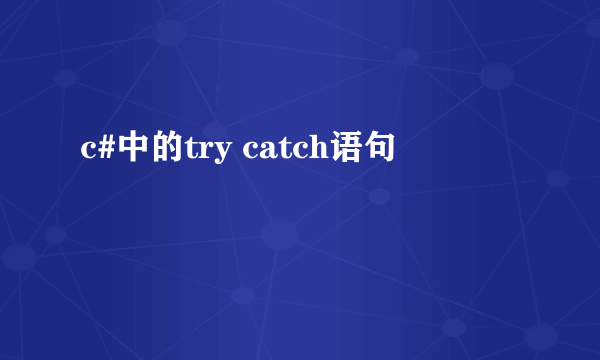 c#中的try catch语句