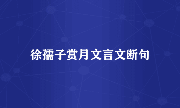 徐孺子赏月文言文断句