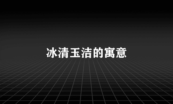 冰清玉洁的寓意