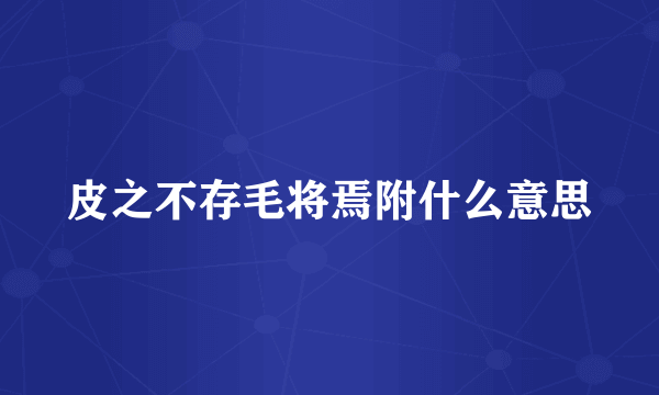 皮之不存毛将焉附什么意思