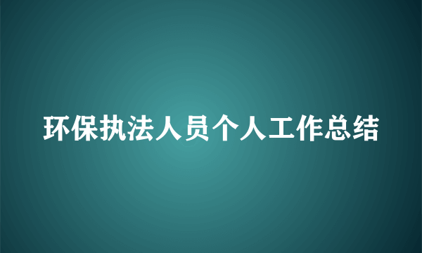 环保执法人员个人工作总结