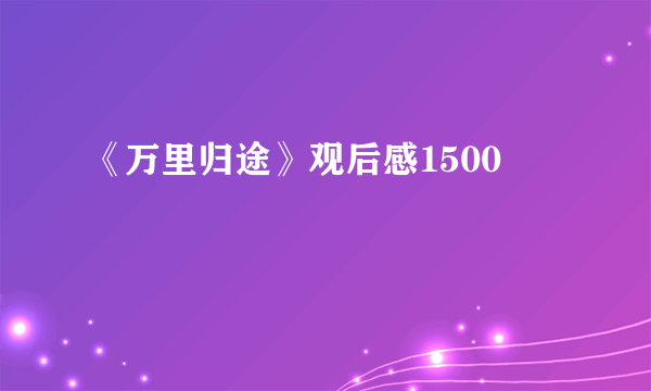 《万里归途》观后感1500